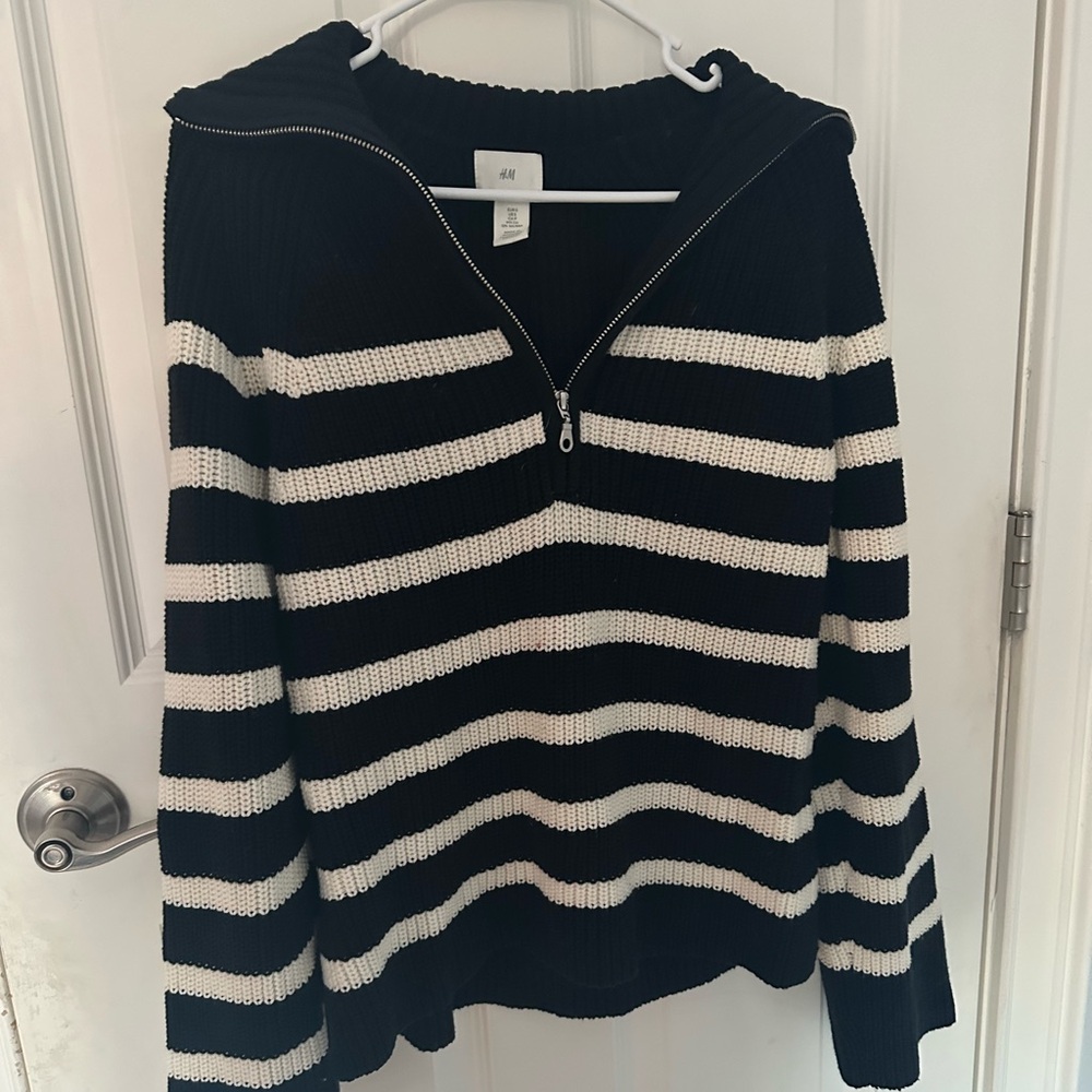 striped quarter zip sweater